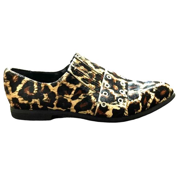 TREASURE & BOND Calf Hair Leopard Print Point Toe Slip On Ainsley Loafers SZ 8 - Picture 4 of 10